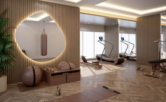 Elegant gym design with luxurious fitness equipments