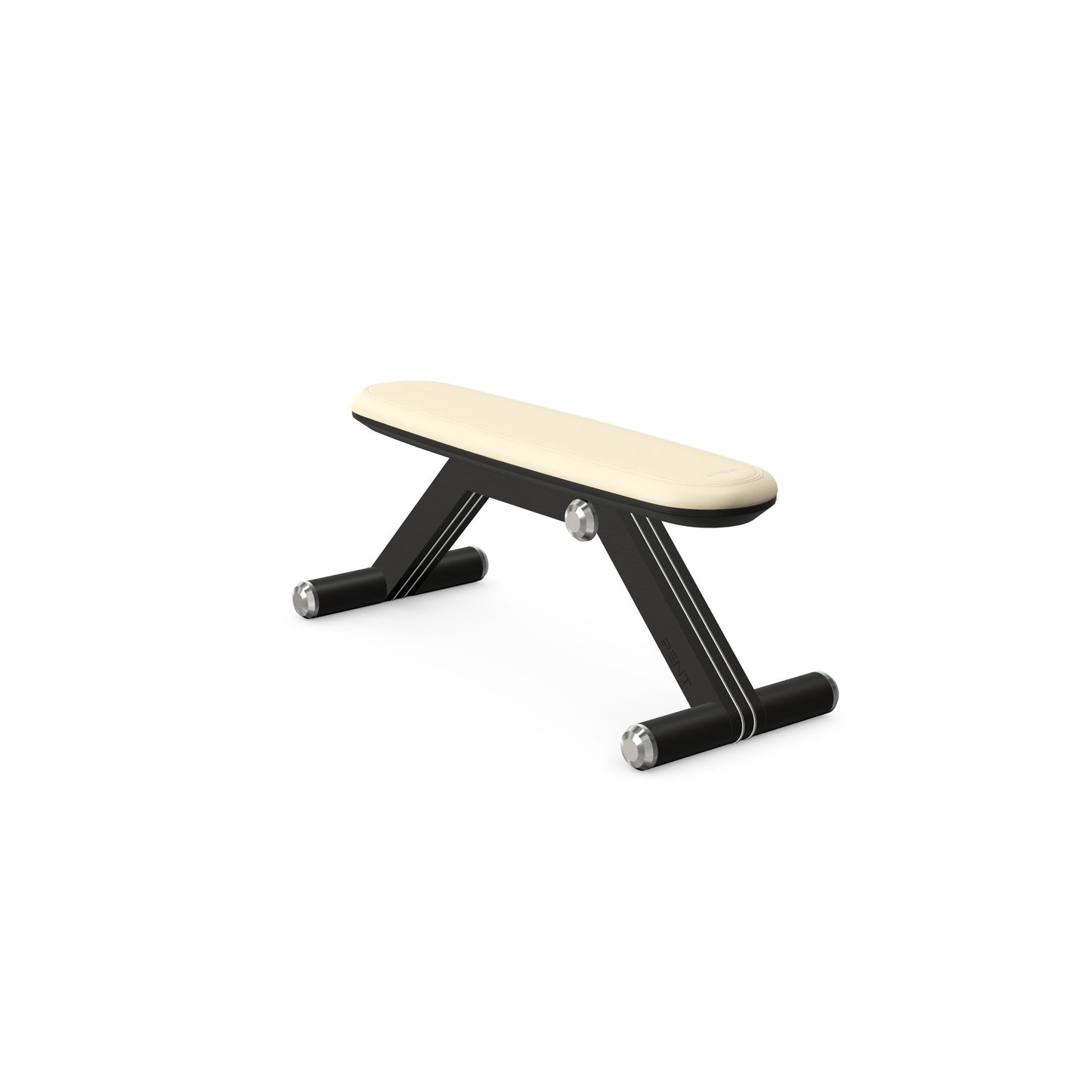 Luxury home gym equipment, exercise bench handcrafted with stainless steel, premium Italian beige leather and natural black ash wood. PENT. BANKA - Luxury Exercise Bench