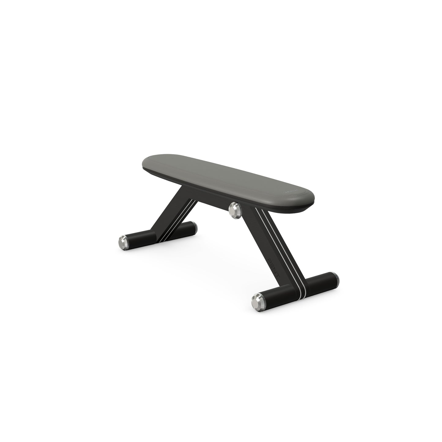 Luxury home gym equipment, exercise bench handcrafted with stainless steel, premium Italian grey leather and natural black ash wood. PENT. BANKA - Luxury Exercise Bench