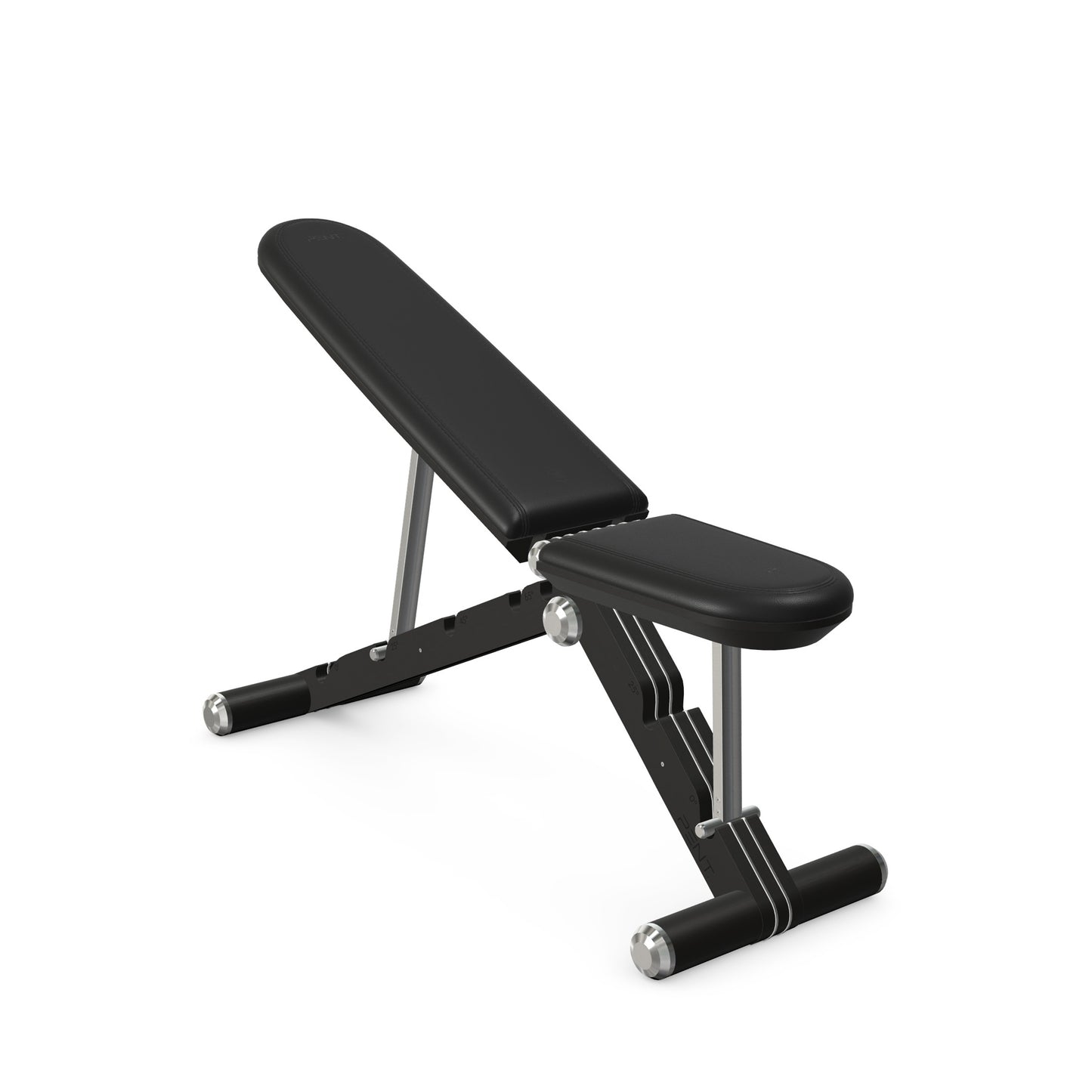 Luxury home gym equipment, adjustable exercise bench handcrafted with stainless steel, premium Italian black leather and natural black ash wood. PENT. BANKA - Luxury Exercise Bench
