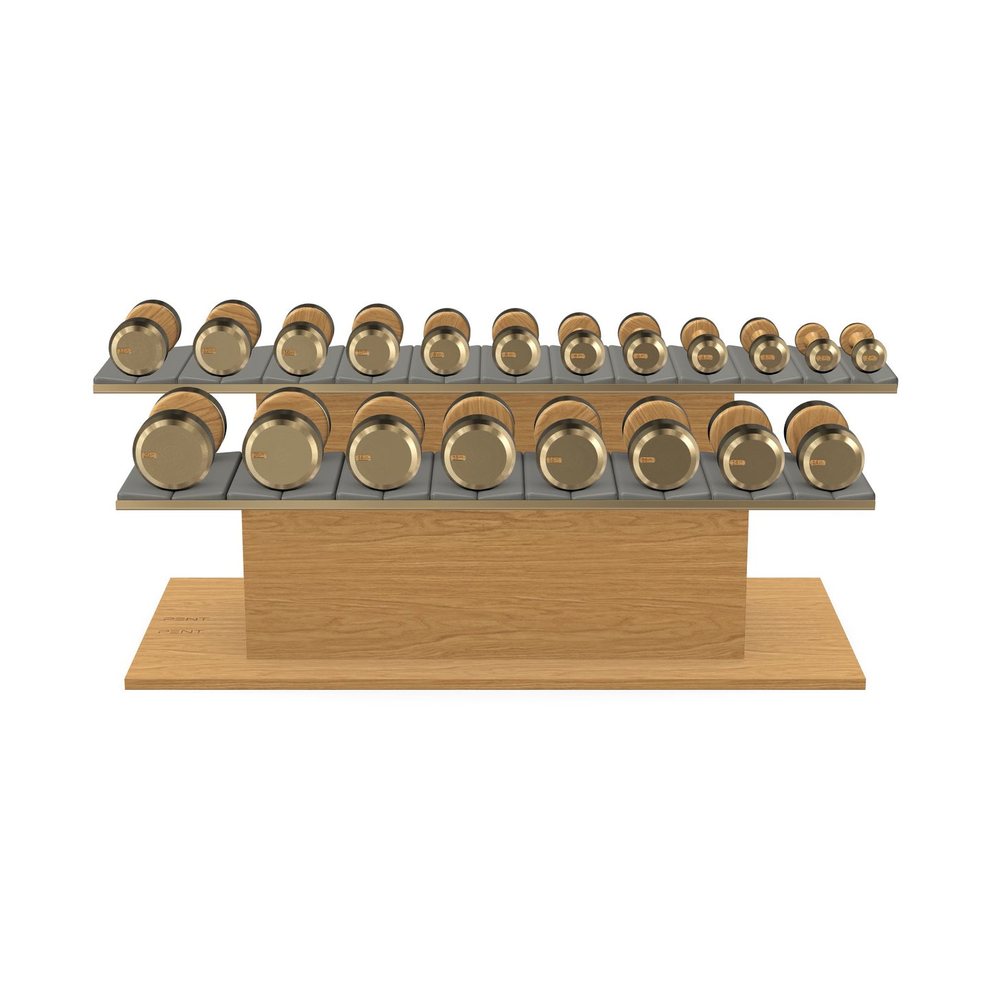 PENT. COLMIA Set - In Gold - Dumbbells on a Horizontal Wooden Stand