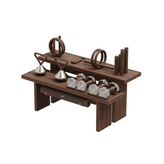 Kenko Fitness Set “Shokan” – luxury fitness collection with dumbbells, kettlebells, yoga mat, and more.