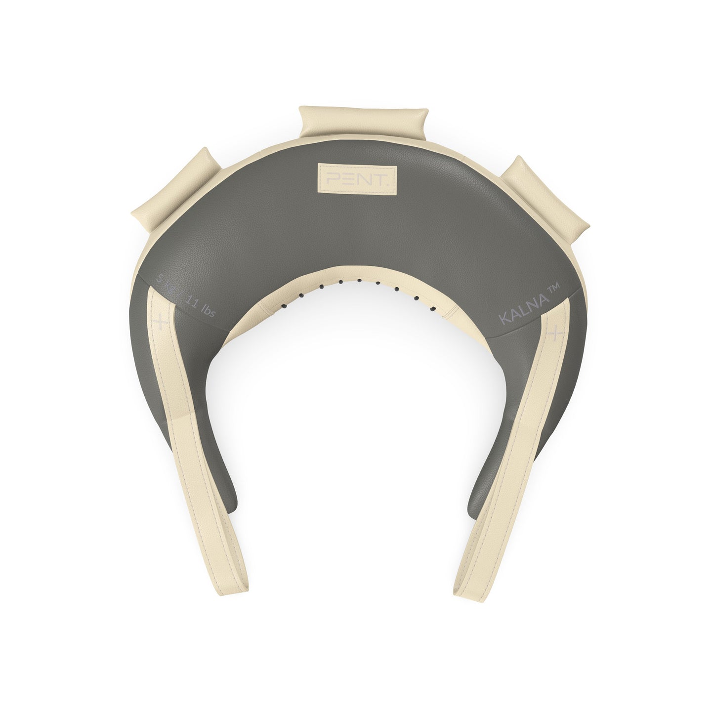 Luxury fitness equipment, handcrafted with luxurious Italian leather, filled with leather scraps and sand. Base leather in grey, accent leather in beige color. PENT. KALNA - Luxury Bulgarian Bag
