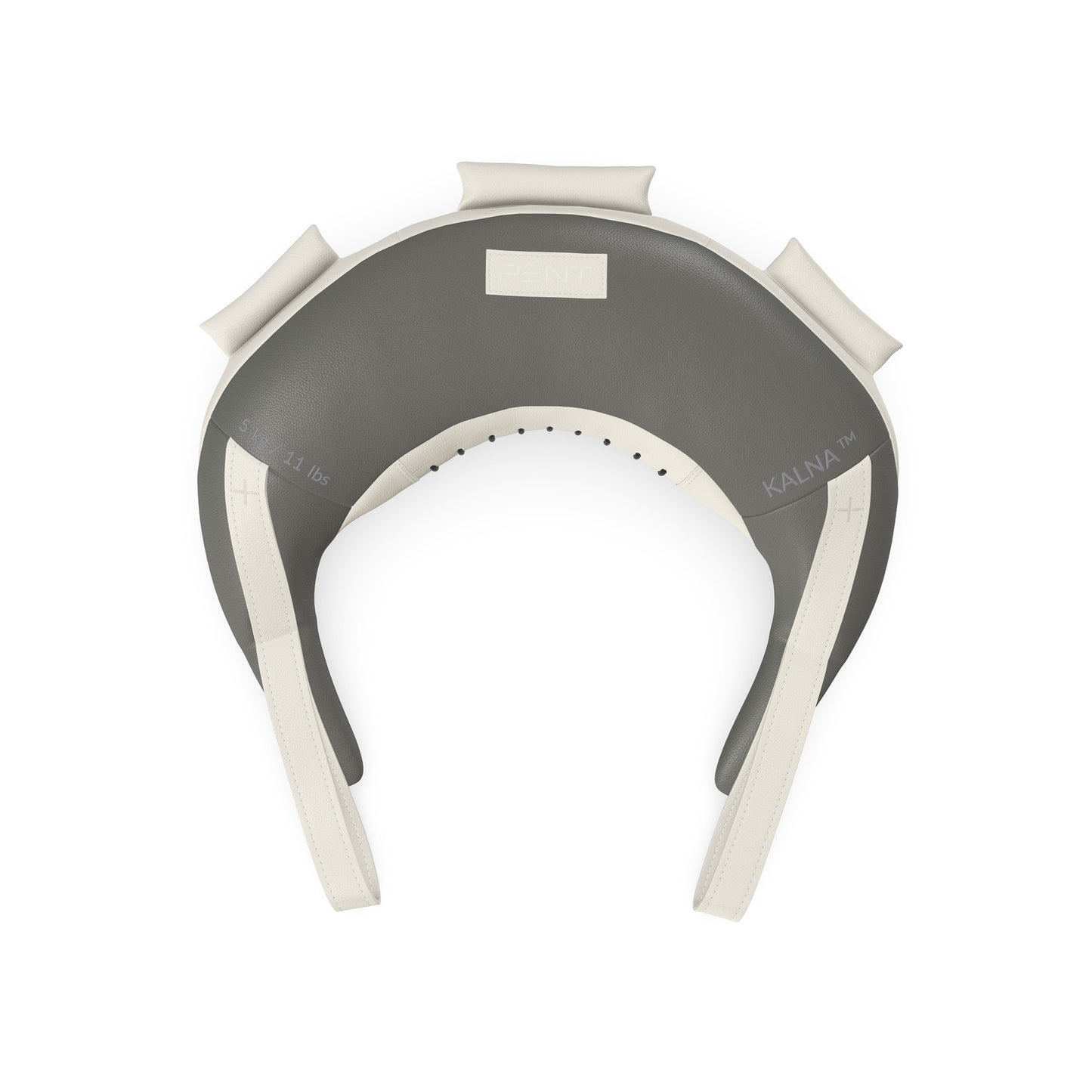 Luxury fitness equipment, handcrafted with luxurious Italian leather, filled with leather scraps and sand. Base leather in grey, accent leather in white color. PENT. KALNA - Luxury Bulgarian Bag