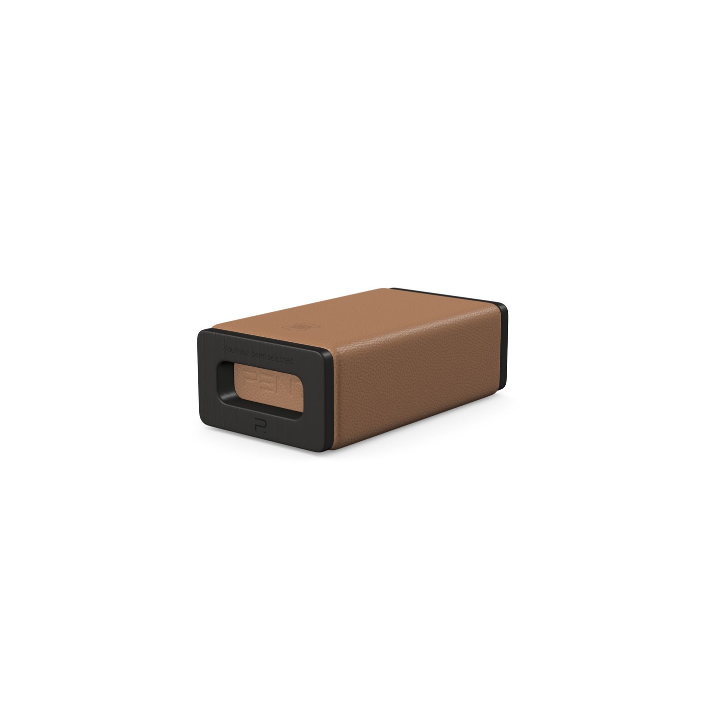 Luxury yoga equipment, handmade with natural wood and premium Italian leather, customize in brown base leather, brown accent leather color and black ash wood. PENT. KOHA - Luxury Yoga Block