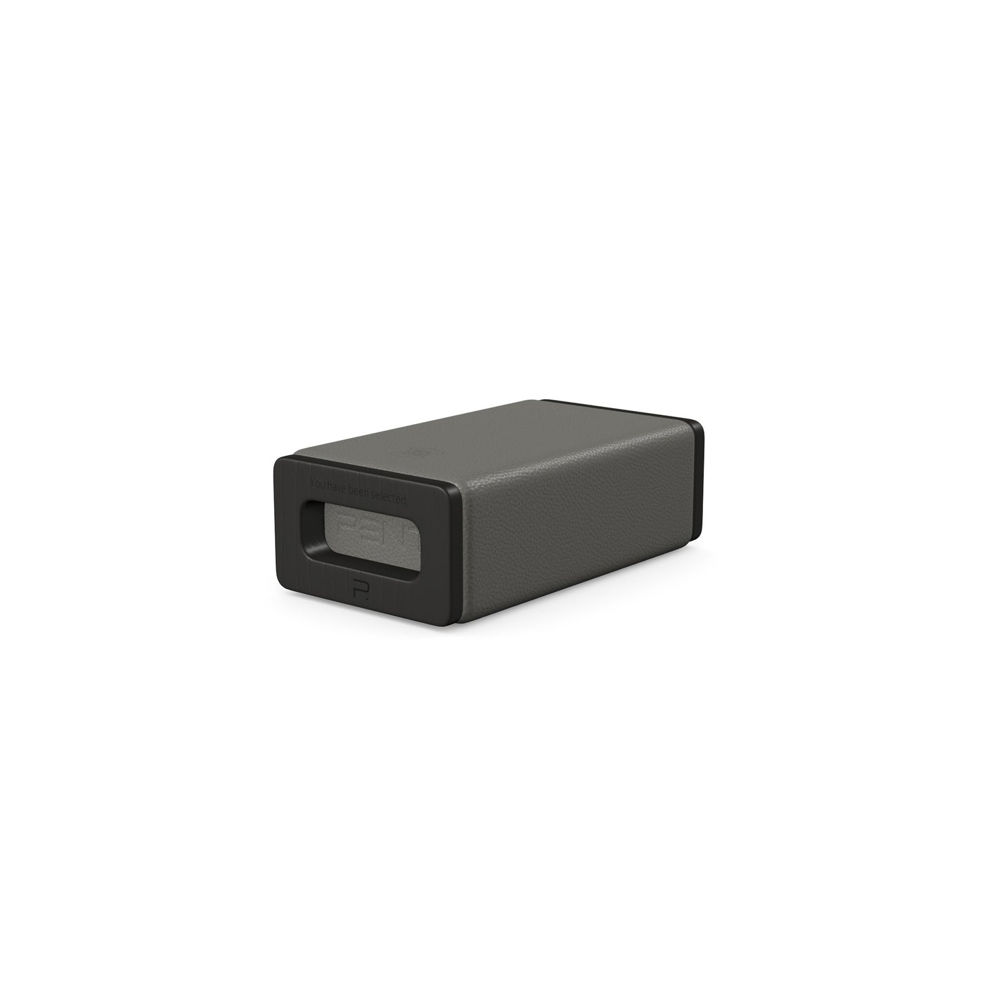 Luxury yoga equipment, handmade with natural wood and premium Italian leather, customize in grey base leather, grey accent leather color and black ash wood. PENT. KOHA - Luxury Yoga Block