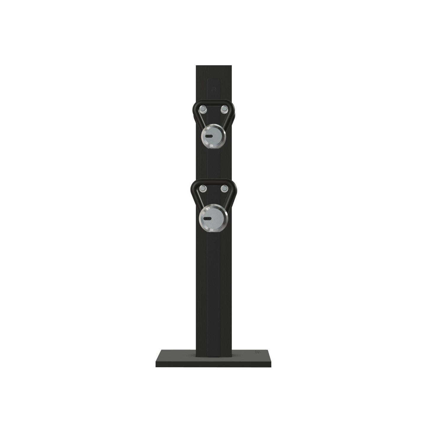 Luxury fitness equipment, 4 luxury kettlebells on vertical wooden stand, handcrafted with stainless steel, premium Italian black leather and black ash wood. PENT. LOVA Set