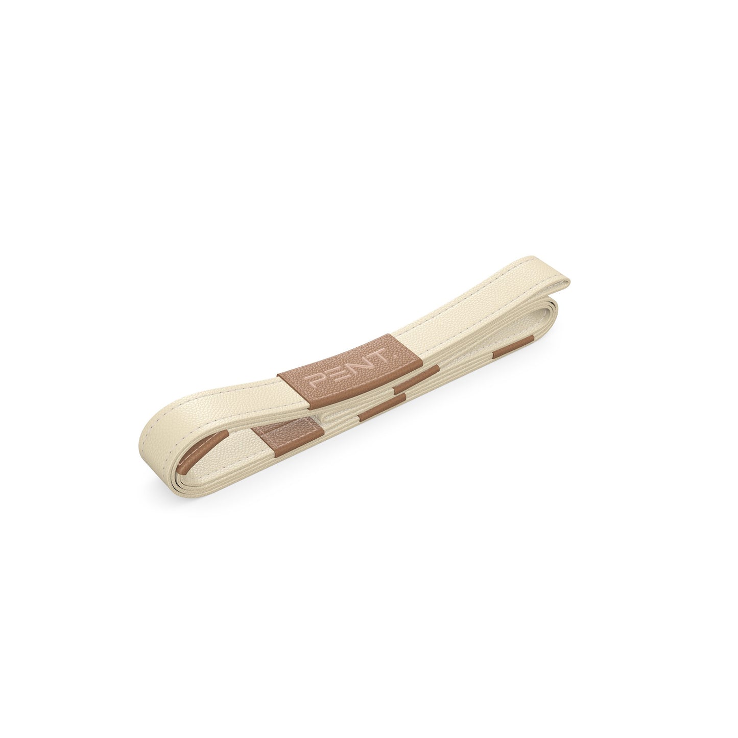 Luxury yoga equipment, handmade yoga strap with luxurious natural Italian leather. Customize in beige base leather and brown accent leather. PENT. PASA - Luxury Leather Yoga Strap