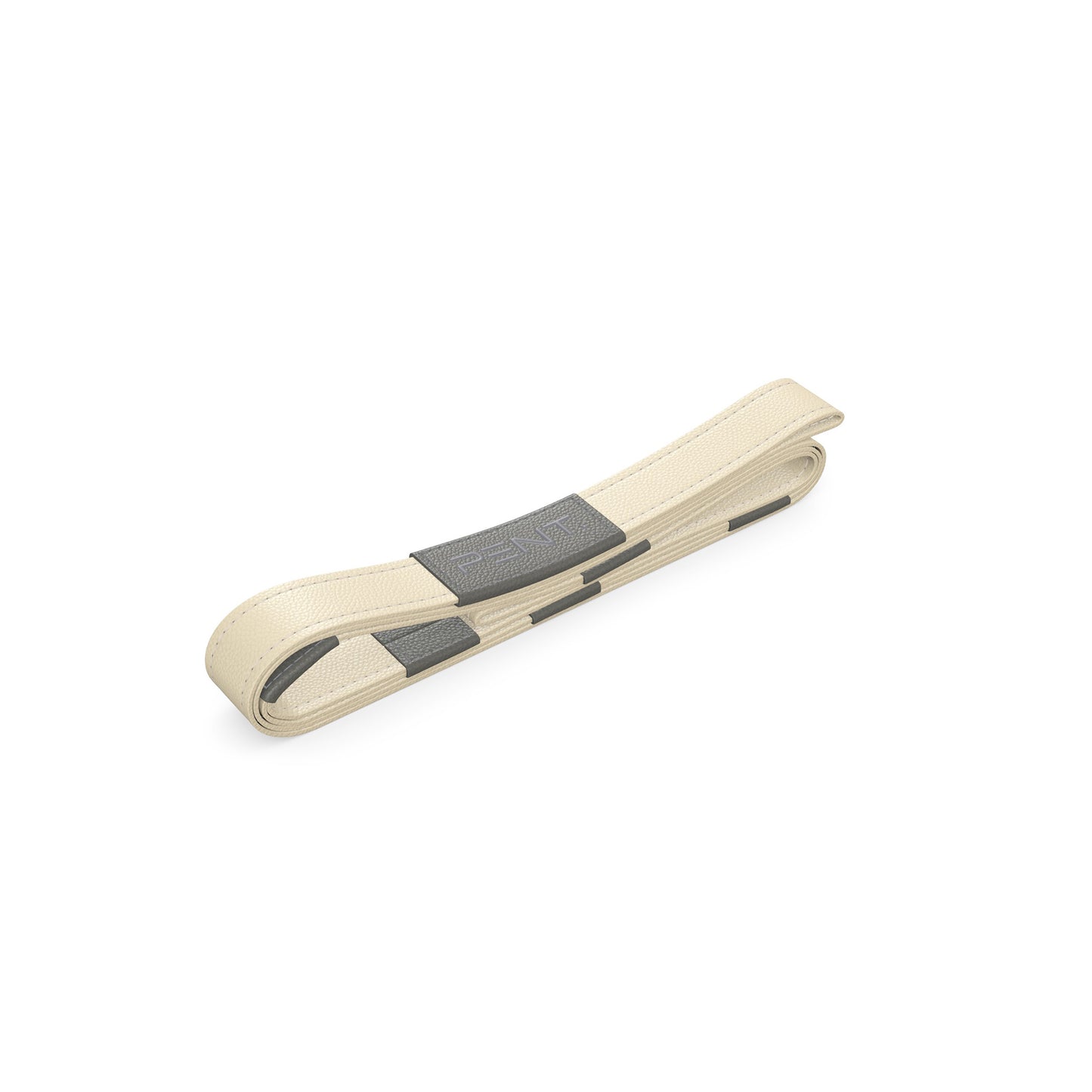 Luxury yoga equipment, handmade yoga strap with luxurious natural Italian leather. Customize in beige base leather and grey accent leather. PENT. PASA - Luxury Leather Yoga Strap
