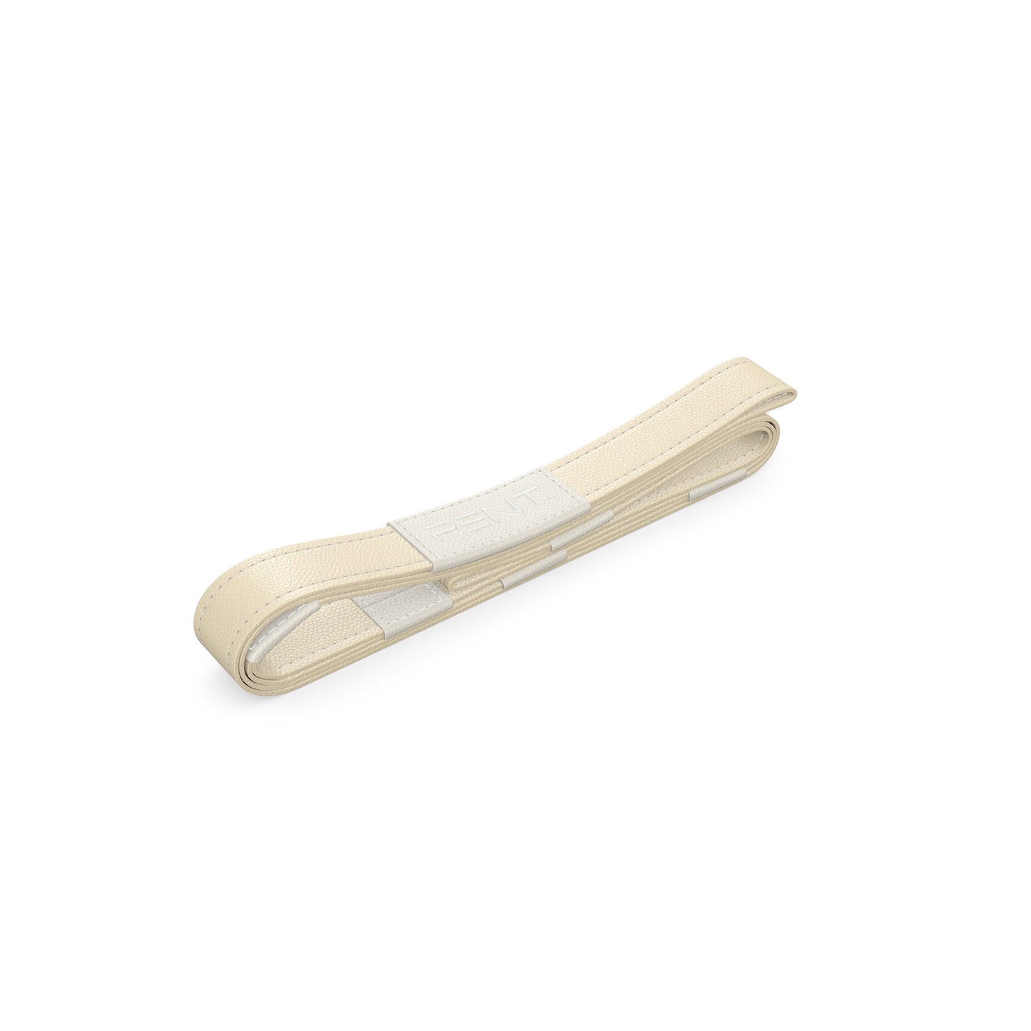 Luxury yoga equipment, handmade yoga strap with luxurious natural Italian leather. Customize in beige base leather and white accent leather. PENT. PASA - Luxury Leather Yoga Strap