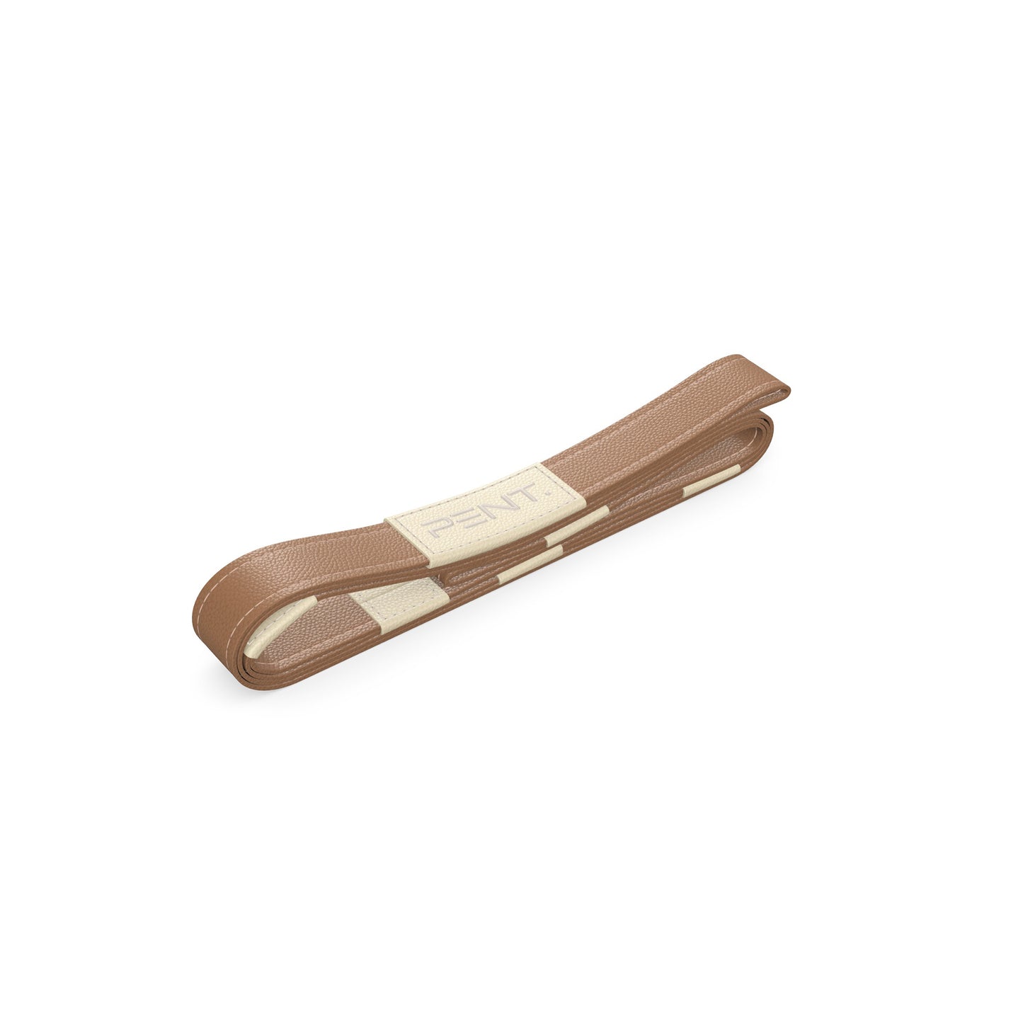 Luxury yoga equipment, handmade yoga strap with luxurious natural Italian leather. Customize in brown base leather and beige accent leather. PENT. PASA - Luxury Leather Yoga Strap
