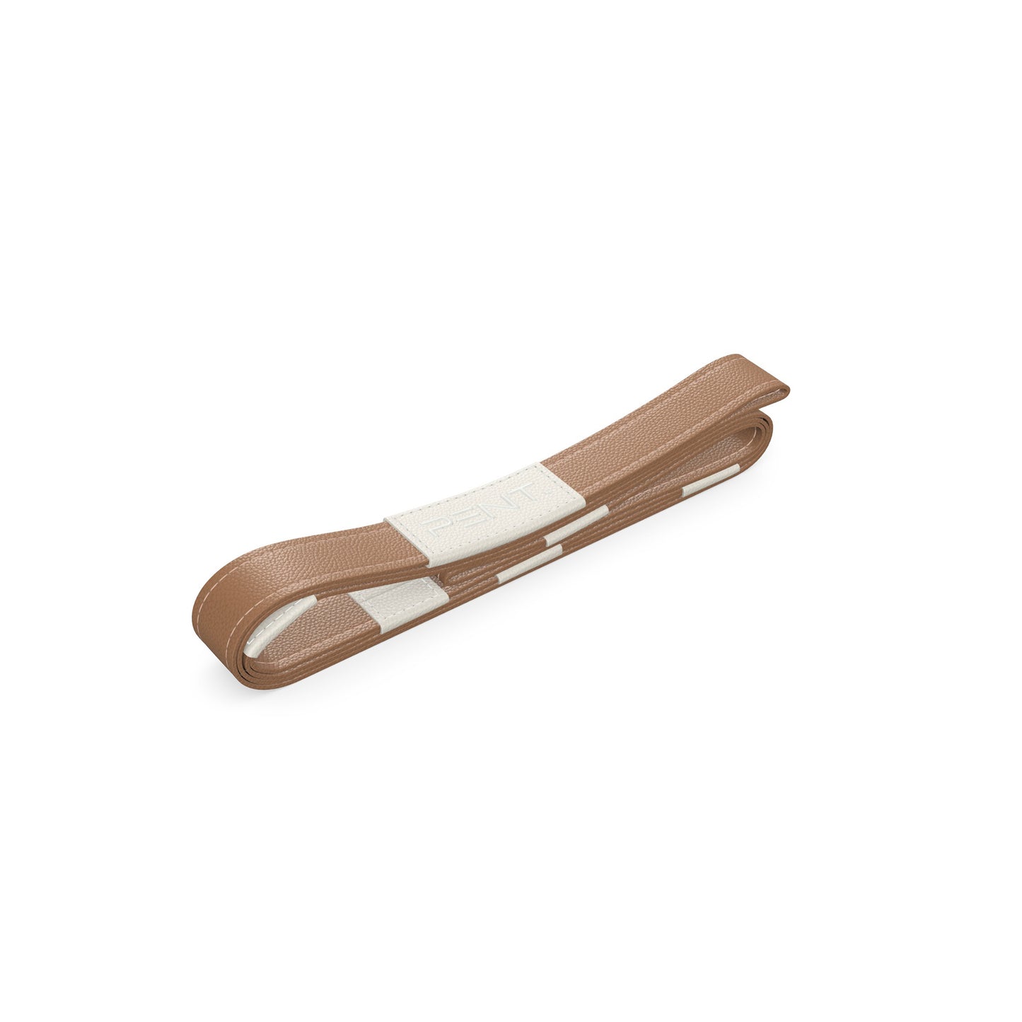 Luxury yoga equipment, handmade yoga strap with luxurious natural Italian leather. Customize in brown base leather and white accent leather. PENT. PASA - Luxury Leather Yoga Strap
