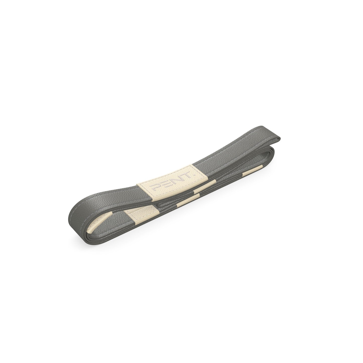 Luxury yoga equipment, handmade yoga strap with luxurious natural Italian leather. Customize in grey base leather and beige accent leather. PENT. PASA - Luxury Leather Yoga Strap