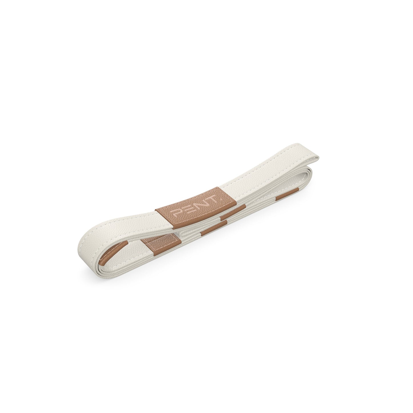 Luxury yoga equipment, handmade yoga strap with luxurious natural Italian leather. Customize in white base leather and brown accent leather. PENT. PASA - Luxury Leather Yoga Strap