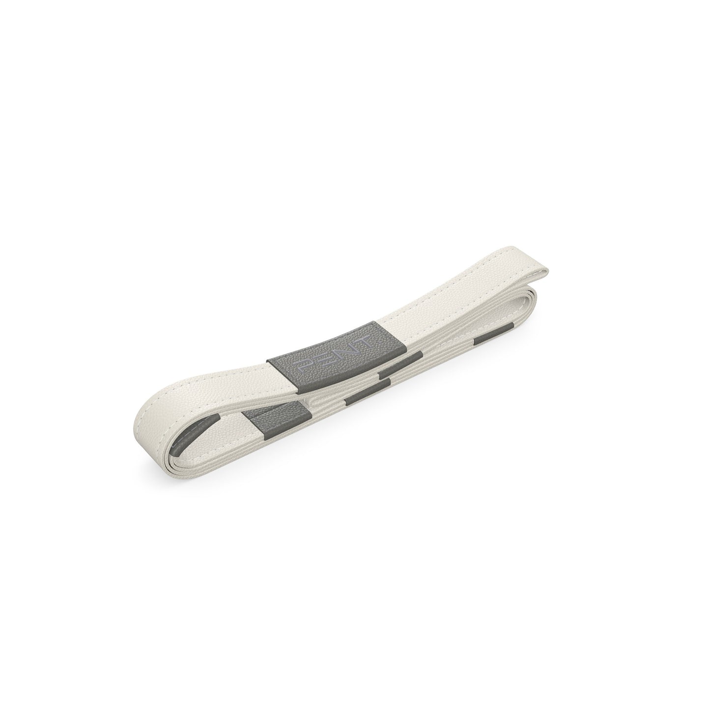 Luxury yoga equipment, handmade yoga strap with luxurious natural Italian leather. Customize in white base leather and grey accent leather. PENT. PASA - Luxury Leather Yoga Strap
