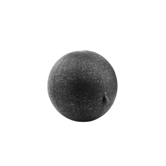 A sleek black fitness ball made with premium Italian leather and crafted from natural cork. PENT. MESNA CORK - Luxury Cork Fitness Ball
