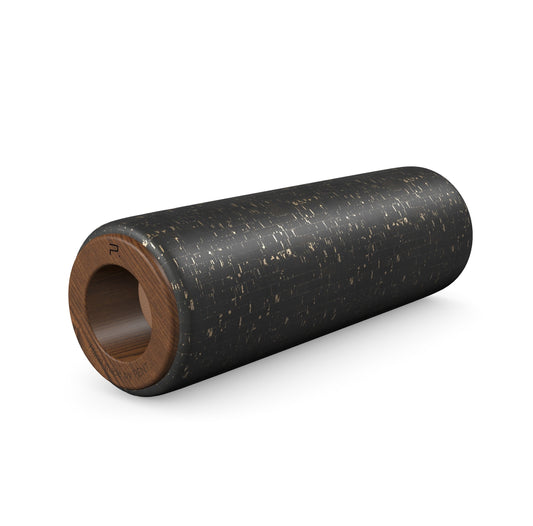 A luxury stretching roller made with natural cock and Italian leather in gold color option. PENT. ROLA Cork - Luxury Cork Stretching Roller