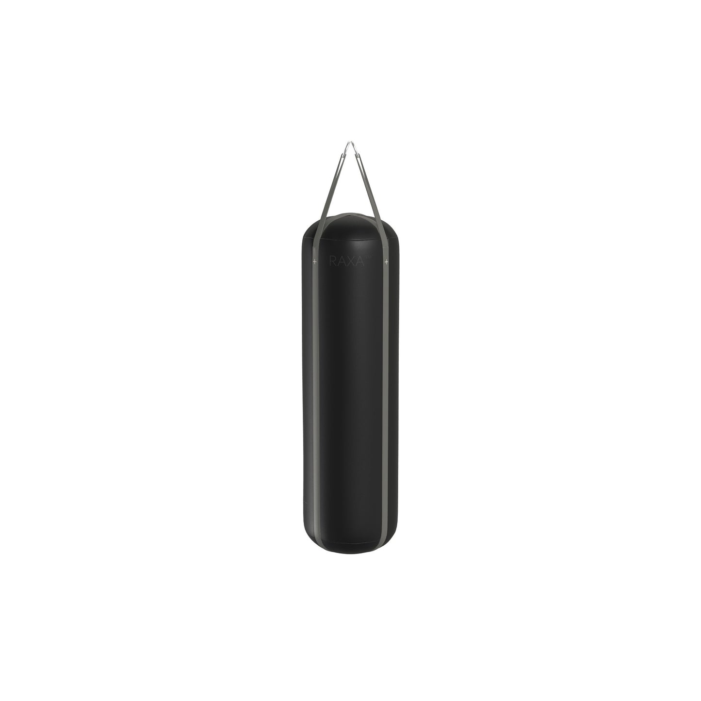 Luxury boxing equipment, handcrafted genuine Italian leather punching bag, filled with genuine leather scraps. With black base & grey accent Italian leather. PENT. RAXA