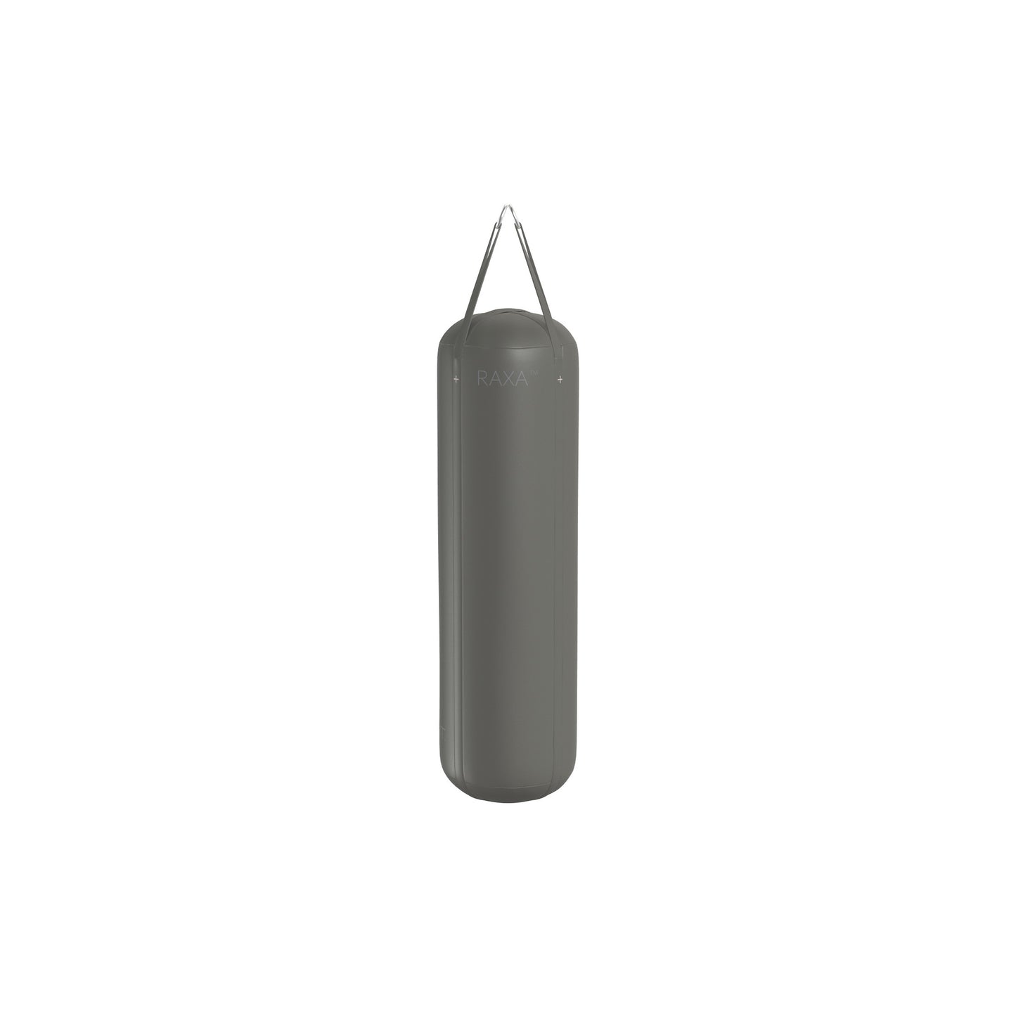 Luxury boxing equipment, handcrafted genuine Italian leather punching bag, filled with genuine leather scraps. With full grey base & accent Italian leather. PENT. RAXA