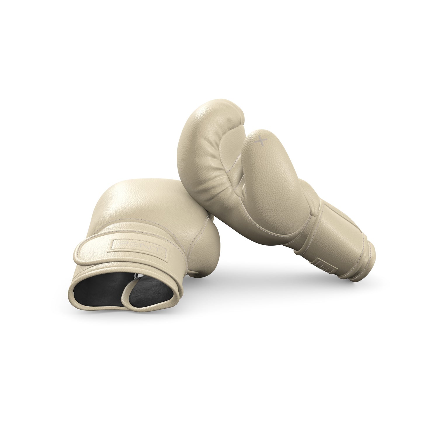Luxury fitness equipment, handmade boxing gloves with premium Italian leather, base leather in beige and accent leather in beige color. PENT. RAXA - Luxury Boxing Gloves