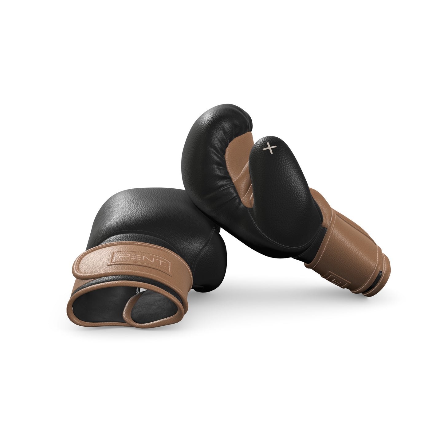 Luxury fitness equipment, handmade boxing gloves with premium Italian leather, base leather in black and accent leather in brown color. PENT. RAXA - Luxury Boxing Gloves