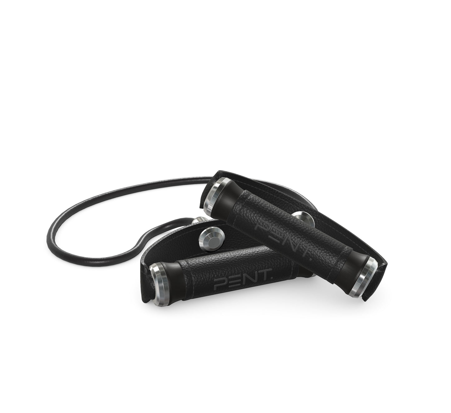 Luxury gym equipment, handcrafted resistance band with black ash wood and premium black leather. PENT. RESA - Luxury Fitness Resistance Band