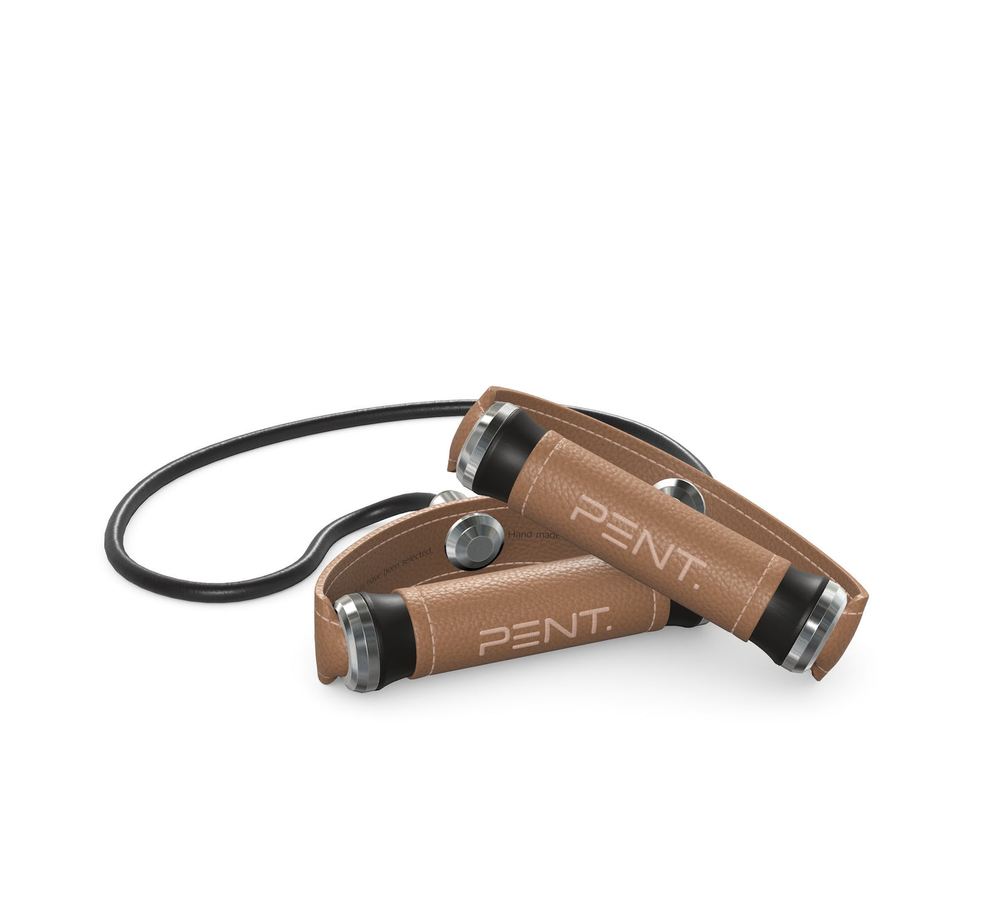 Luxury gym equipment, handcrafted resistance band with black ash wood and premium brown leather. PENT. RESA - Luxury Fitness Resistance Band