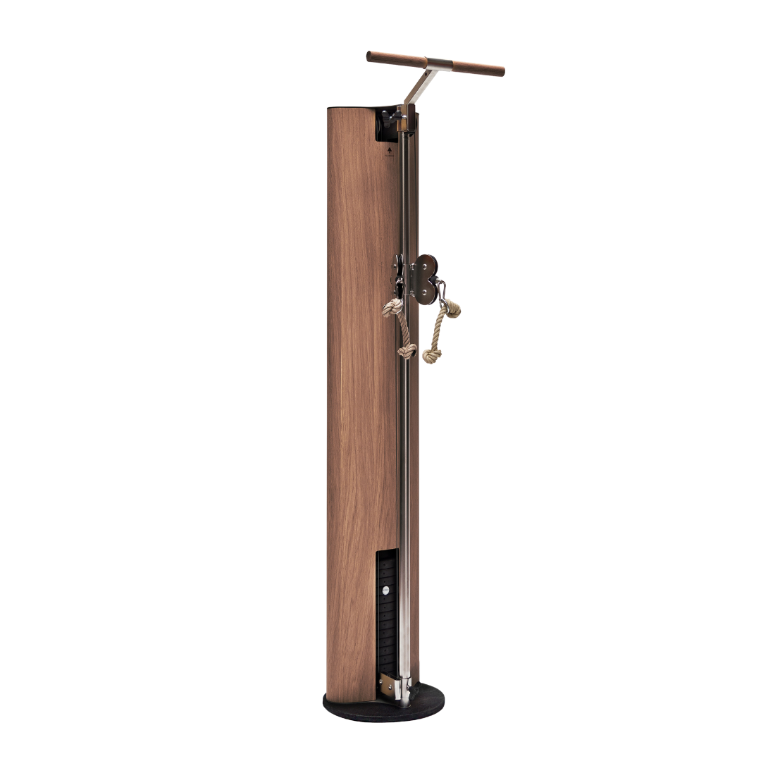 A luxury fitness equipment, multi use cable machine made with high quality vintage wood. NOHRD SlimBeam - Cable Machine