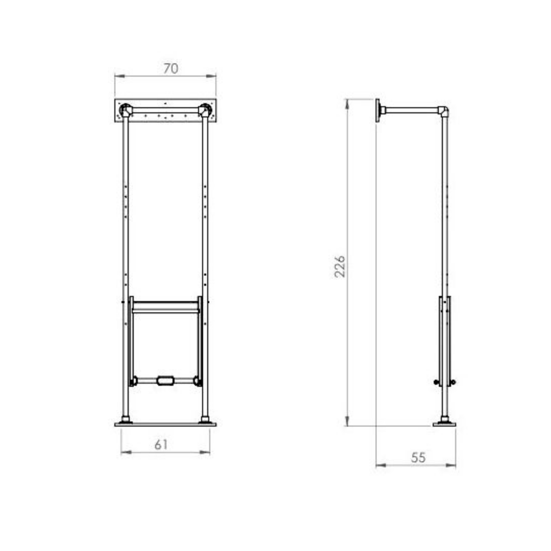 Wall Unit from Pilates Scandinavia - Dimensions.