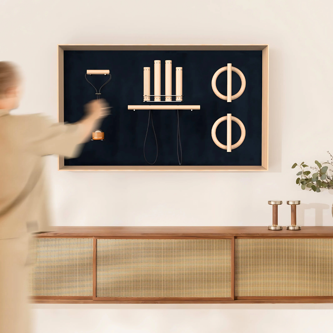Minimalist wall-mounted fitness solution that doubles as interior dΓ©cor.