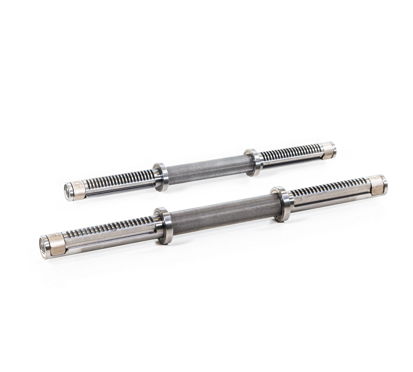 Close up view of the stainless steel dumbbell bar rod, accessories for NOHRD Weight Plates - Barbell & Dumbbells Tower