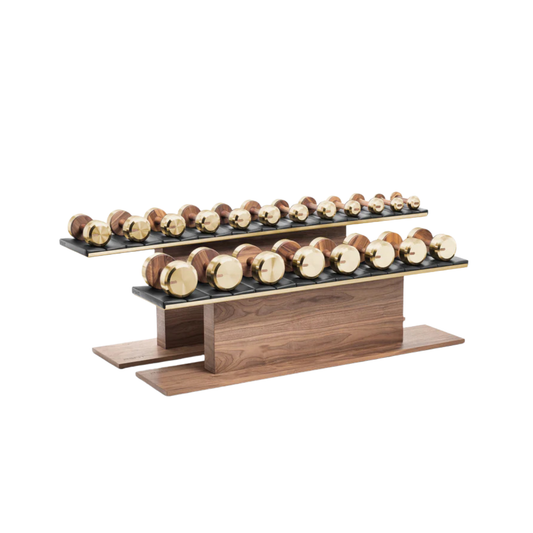 PENT. COLMIA Set - In Gold - Dumbbells on a Horizontal Wooden Stand