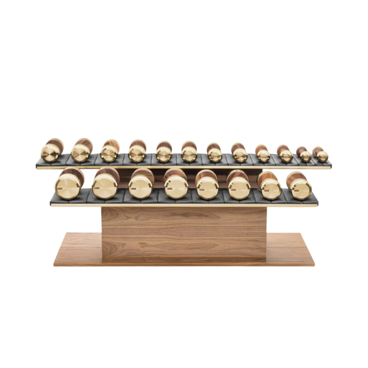 PENT. COLMIA Set - In Gold - Dumbbells on a Horizontal Wooden Stand