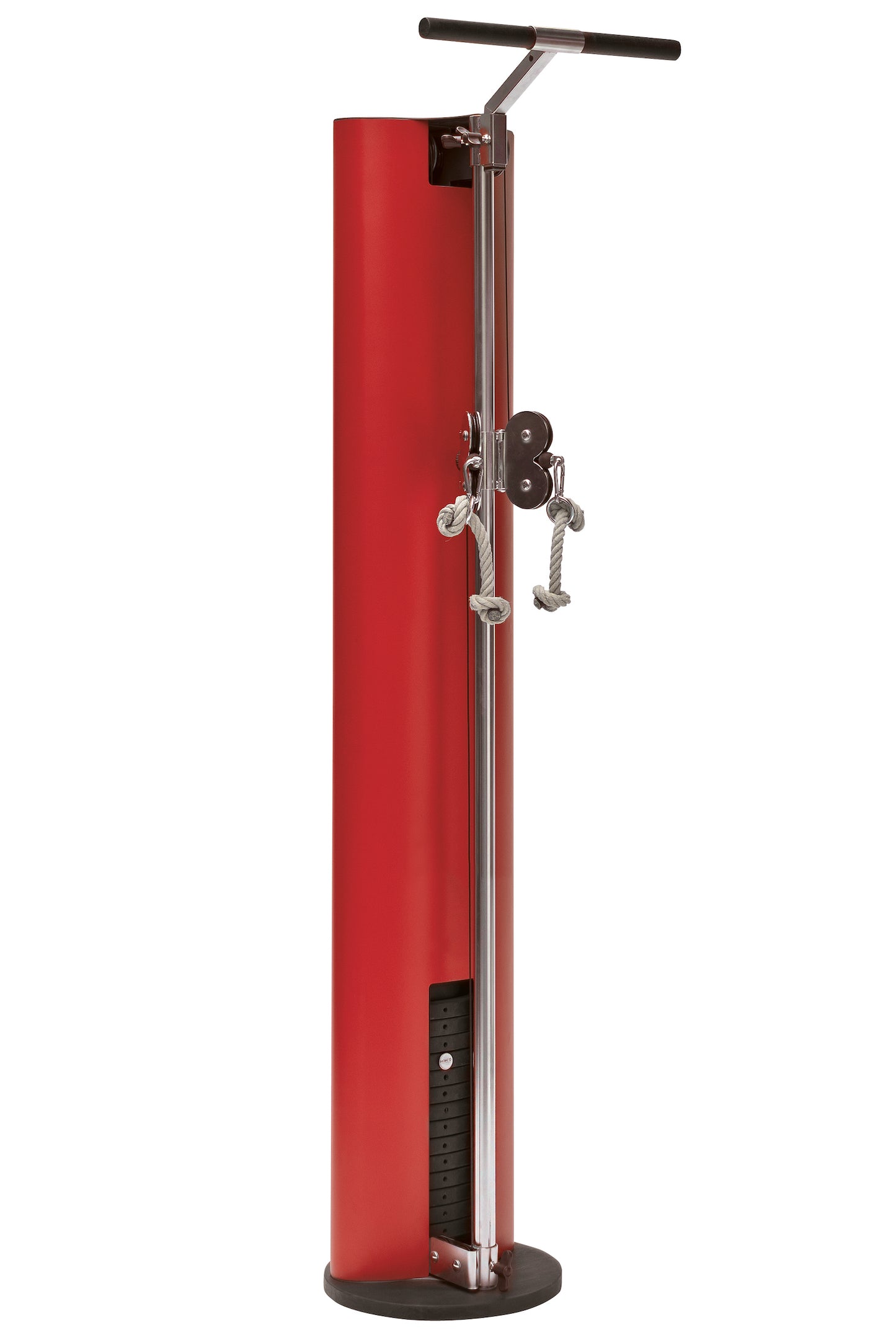 A luxury fitness equipment, multi use cable machine made with high quality wood in red color. NOHRD SlimBeam - Cable Machine