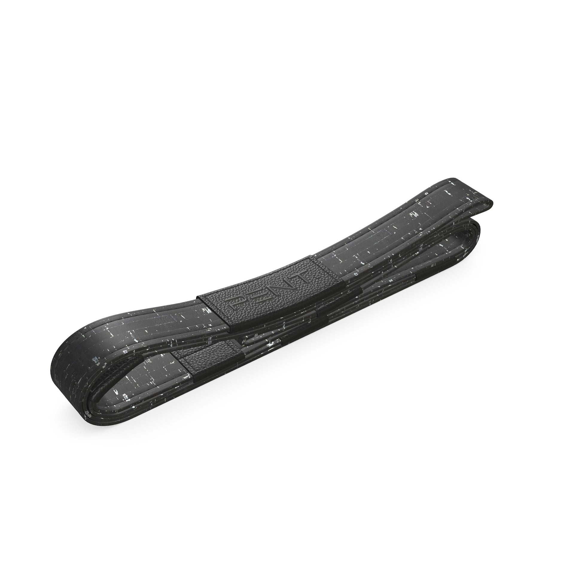 Side view of a luxurious cork yoga strap, made from premium natural cork and leather. PENT. PASA CORK - Luxury Cork Yoga Strap