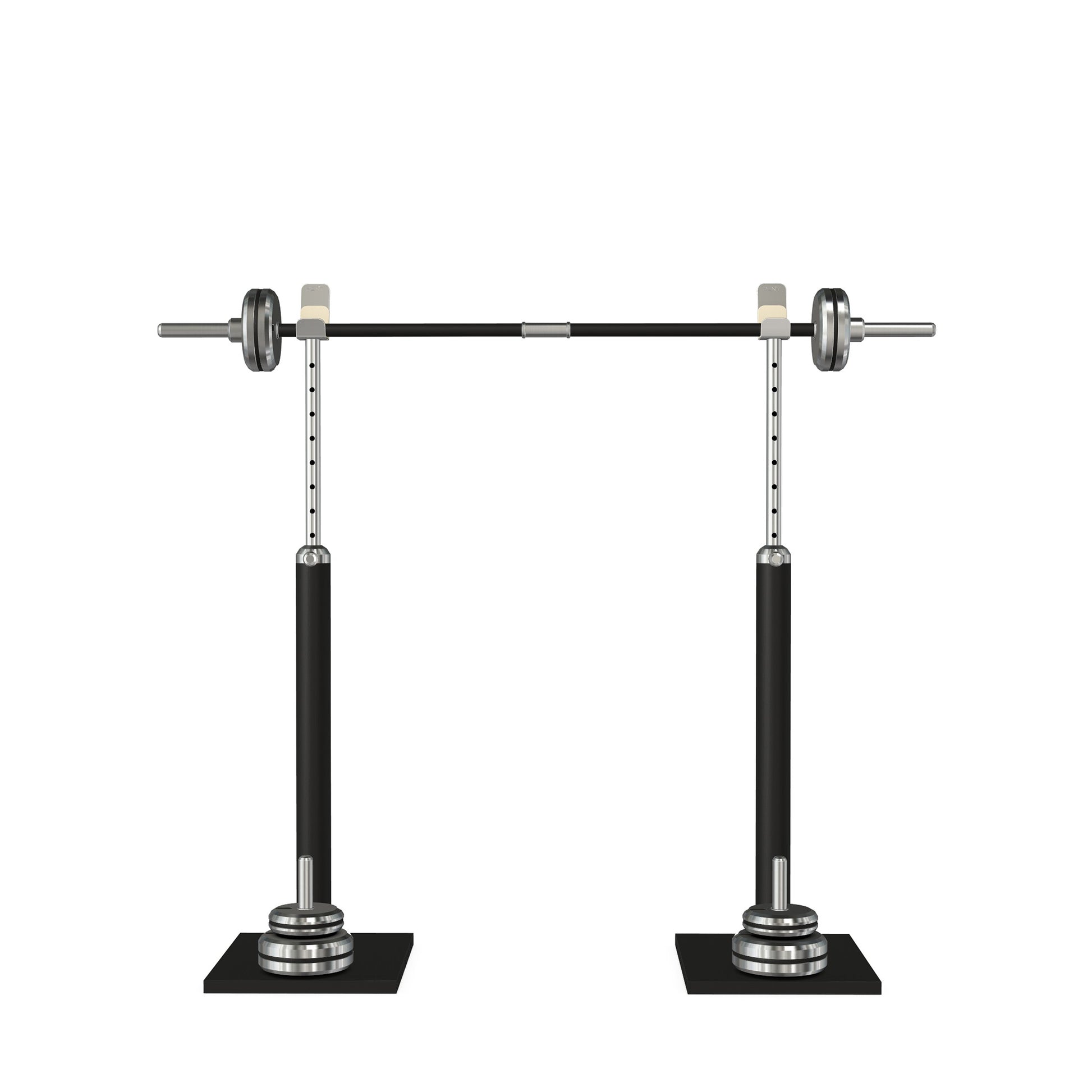 Luxury gym equipment, premium bench press rack and barbell made with stainless steel and natural black ash wood. PENT. BYSTRA - Luxury Bench Press Set