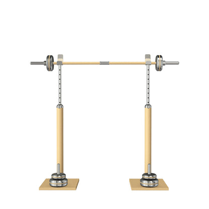 PLuxury gym equipment, premium bench press rack and barbell made with stainless steel and natural ash wood. PENT. BYSTRA - Luxury Bench Press Set