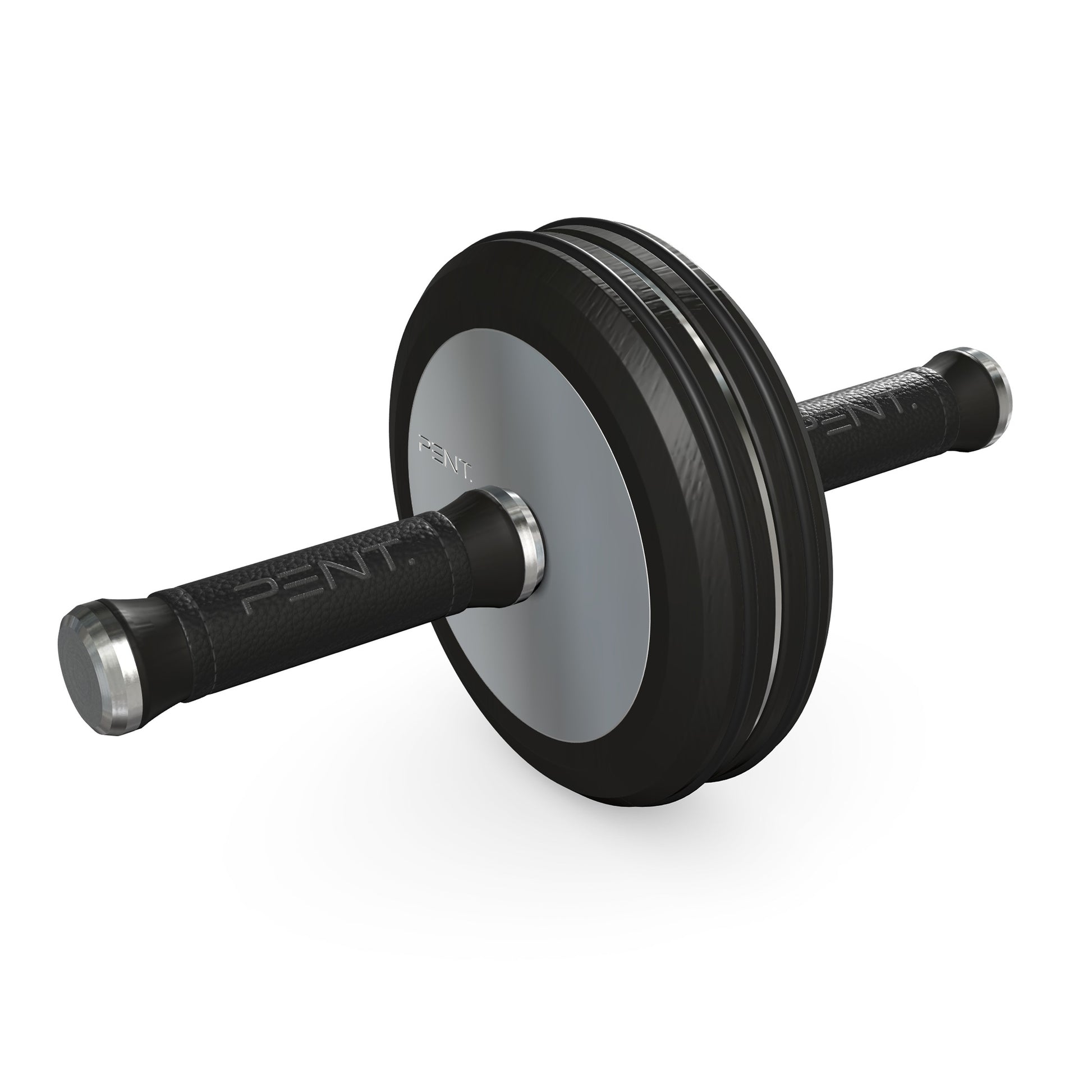 A luxurious home gym equipment, wooden ab roller with black ash wood, premium steel and genuine leather in black colour, designed for core workouts. PENT. TWISTA- Luxury Ab Roller