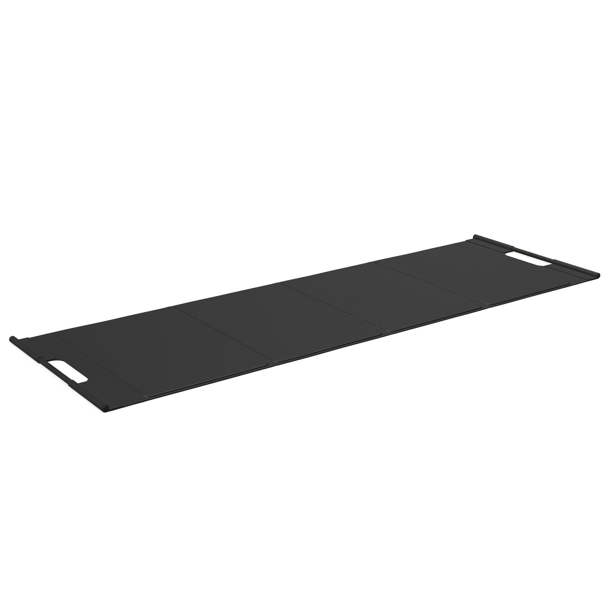 Luxurious fitness equipment, premium exercise mat handcrafted with natural wood and genuine Italian leather, customize in black base leather, black accent leather and black ash wood. PENT. MATA