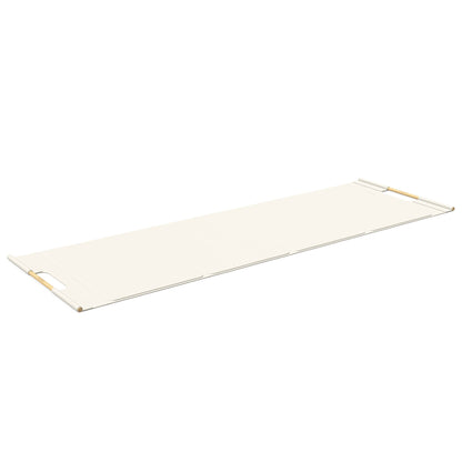 Luxurious fitness equipment, premium exercise mat handcrafted with natural wood and genuine Italian leather, customize in white base leather, white accent leather and natural ash wood. PENT. MATA