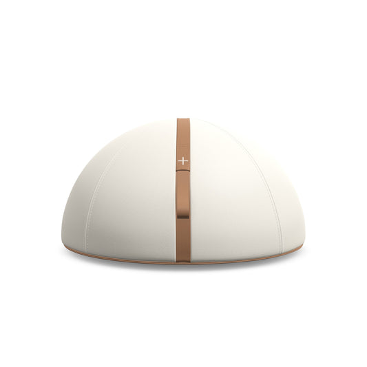 Luxury fitness equipment, handmade balance trainer with natural leather, customize in white base leather and brown accent leather. PENT. TRESNA - Luxury Balance Trainer