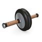 A luxurious home gym equipment, wooden ab roller with black ash wood, premium steel and genuine leather in brown colour, designed for core workouts. PENT. TWISTA- Luxury Ab Roller