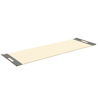 Luxurious fitness equipment, premium exercise mat handcrafted with natural wood and genuine Italian leather, customize in beige base leather, grey accent leather and natural walnut wood. PENT. MATA