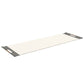 Luxurious fitness equipment, premium exercise mat handcrafted with natural wood and genuine Italian leather, customize in white base leather, grey accent leather and natural walnut wood. PENT. MATA
