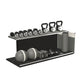 PENT. ANA: Skipping rope, push up bars, fitness mat, dumbbells, kettlebells, stretching roller, yoga blocks and leather medicine balls. Handcrafted with stainless steel, premium Italian grey base leather, white accent leather and black ash wood.