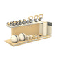 PENT. ANA: Skipping rope, push up bars, fitness mat, dumbbells, kettlebells, stretching roller, yoga blocks and leather medicine balls. Handcrafted with stainless steel, premium Italian beige base leather, grey accent leather and natural ash wood.