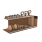 PENT. ANA: Skipping rope, push up bars, fitness mat, dumbbells, kettlebells, stretching roller, yoga blocks and leather medicine balls. Handcrafted with stainless steel, premium Italian brown base leather, black accent leather and natural walnut wood.