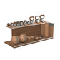 PENT. ANA: Skipping rope, push up bars, fitness mat, dumbbells, kettlebells, stretching roller, yoga blocks and leather medicine balls. Handcrafted with stainless steel, premium Italian brown base leather, grey accent leather and natural walnut wood.