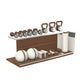 PENT. ANA: Skipping rope, push up bars, fitness mat, dumbbells, kettlebells, stretching roller, yoga blocks and leather medicine balls. Handcrafted with stainless steel, premium Italian white base leather, grey accent leather and natural walnut wood.