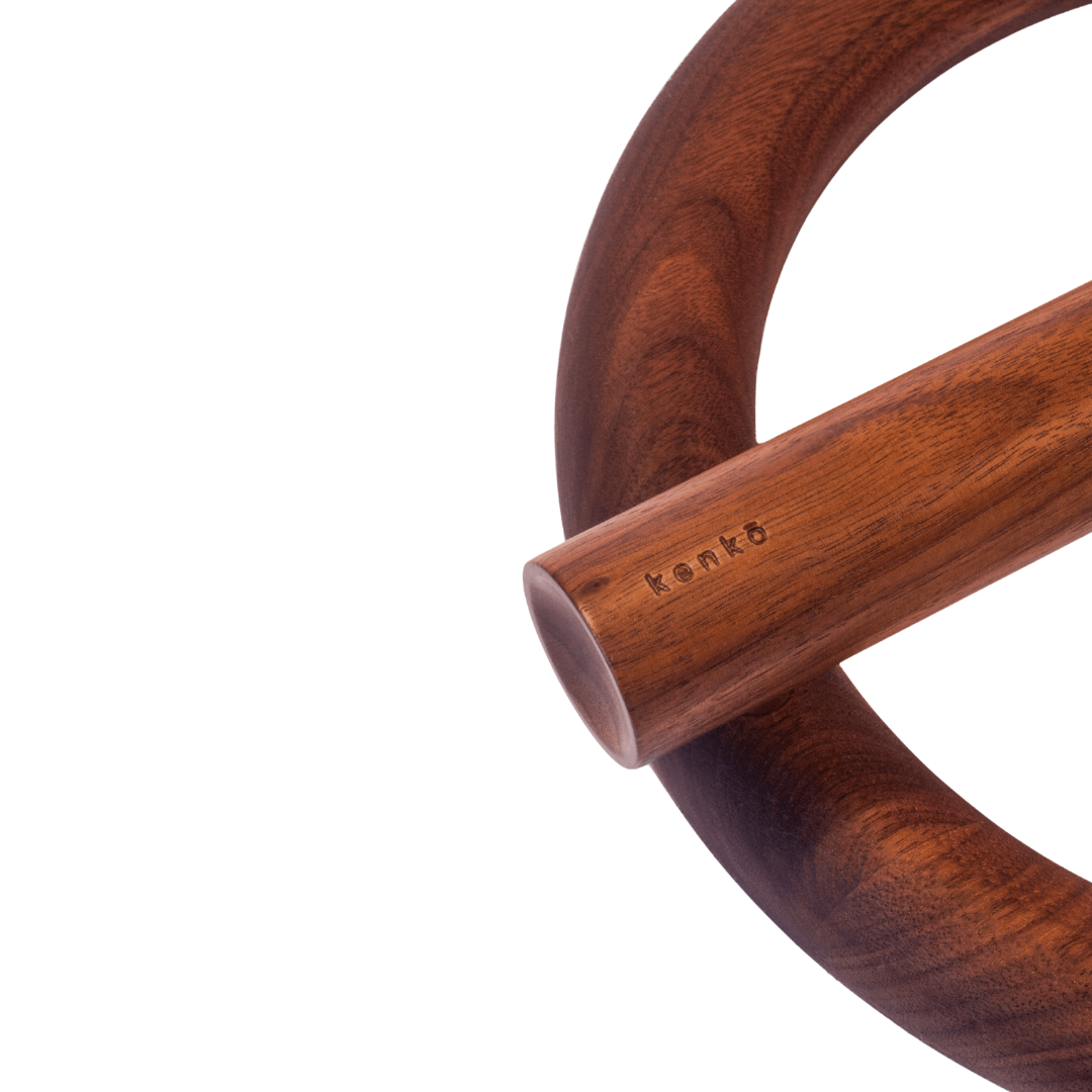 Kenko Push-Up Bars Walnut, handle detail on white background